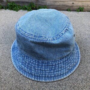 NEWHATTAN Denim Bucket Hat Women's S/M Blue Packable Cap 100% Cotton